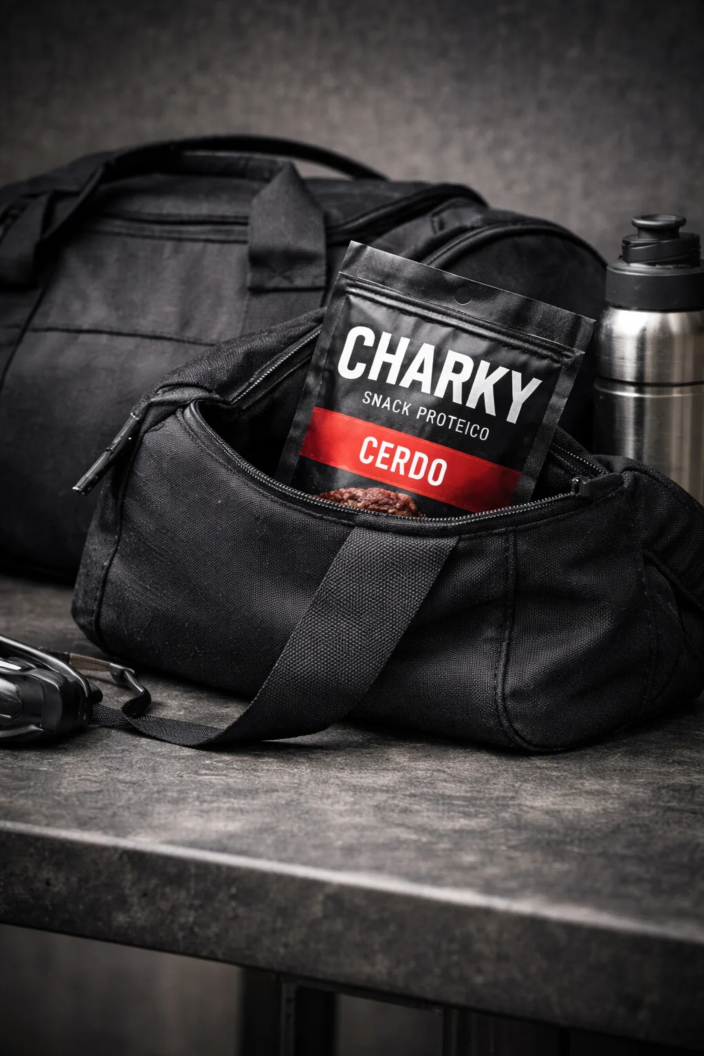 CHARKY en el bolso de entrenamiento